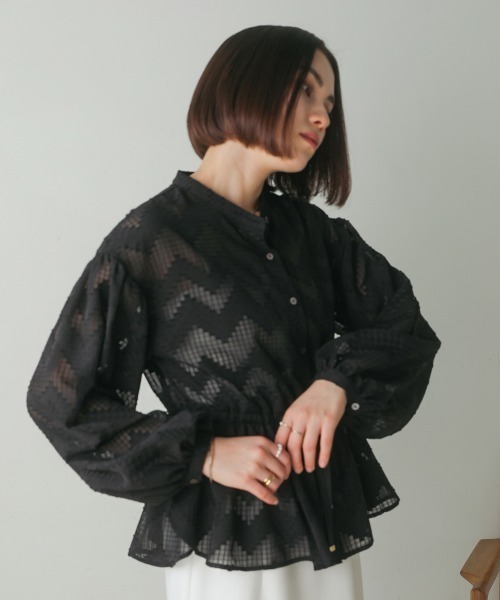 Bou Jeloud(ブージュルード)の「ペプラムブラウス(シャツ/ブラウス・レディース・ブラック/ホワイト/グリーン・MEDIUM)」の20枚目の写真