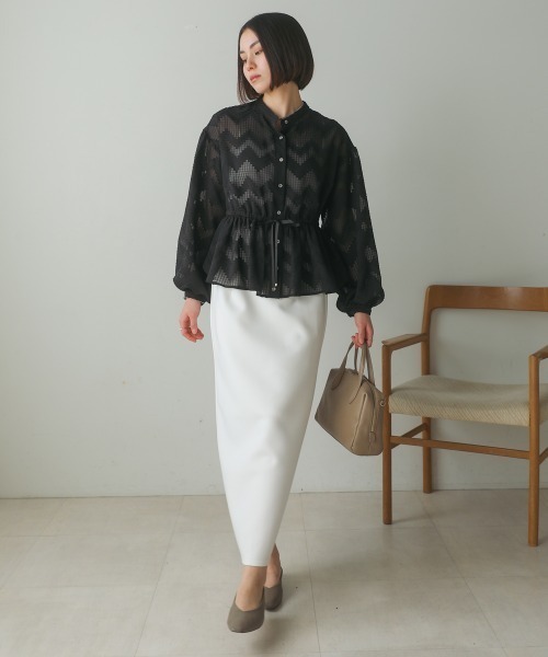Bou Jeloud(ブージュルード)の「ペプラムブラウス(シャツ/ブラウス・レディース・ブラック/ホワイト/グリーン・MEDIUM)」の21枚目の写真