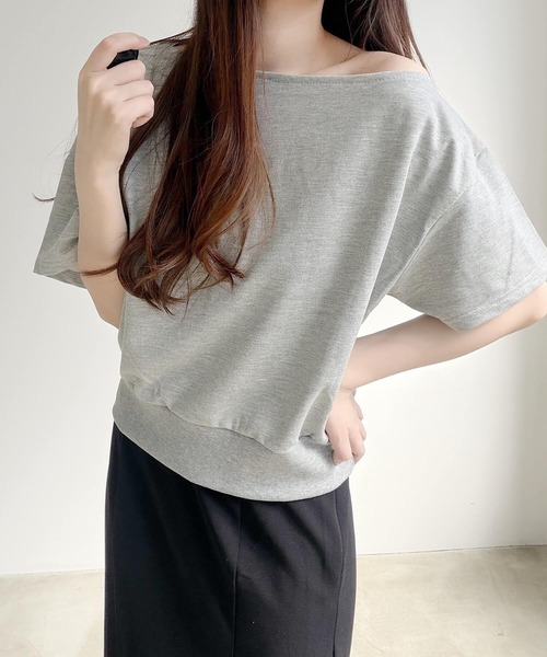 Nana(ナナ)の「アシンメトリーネックルーズカットソー(Tシャツ/カットソー・レディース・ホワイト/グレー・FREE)」の14枚目の写真