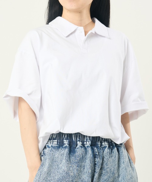 CORISCO(コリスコ)の「接触冷感ストレッチポロシャツ(M1)(Tシャツ/カットソー・メンズ・ホワイト/ブラック/ブルーグリーン/チャコールグレー・MEDIUM/X-LARGE/LARGE)」の2枚目の写真