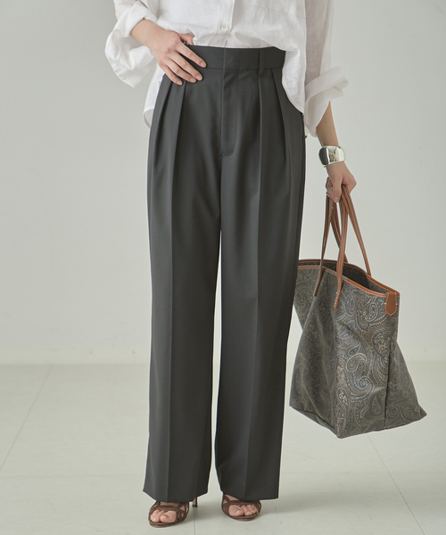 セットアップ可》POPLIN ダブルタックパンツ（スラックス）｜journal