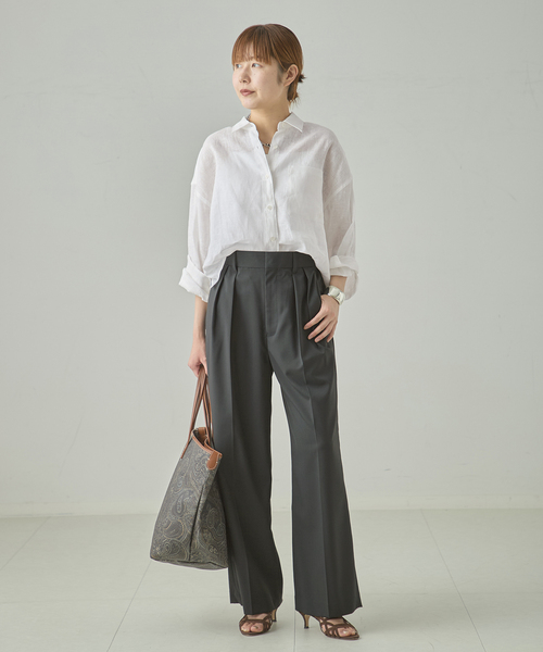journal standard L'essage（ジャーナルスタンダードレサージュ）の「《セットアップ可》POPLIN ダブルタックパンツ（スラックス・レディース・ベージュ/チャコールグレー・38/36）」の13枚目の写真