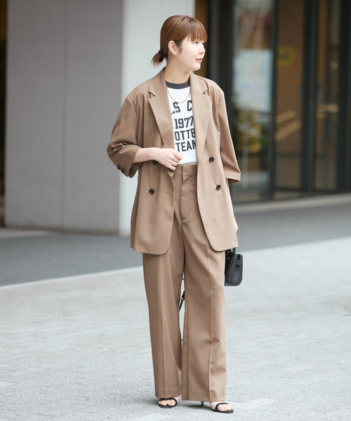 journal standard L'essage（ジャーナルスタンダードレサージュ）の「《セットアップ可》POPLIN ダブルタックパンツ（スラックス・レディース・ベージュ/チャコールグレー・38/36）」の14枚目の写真