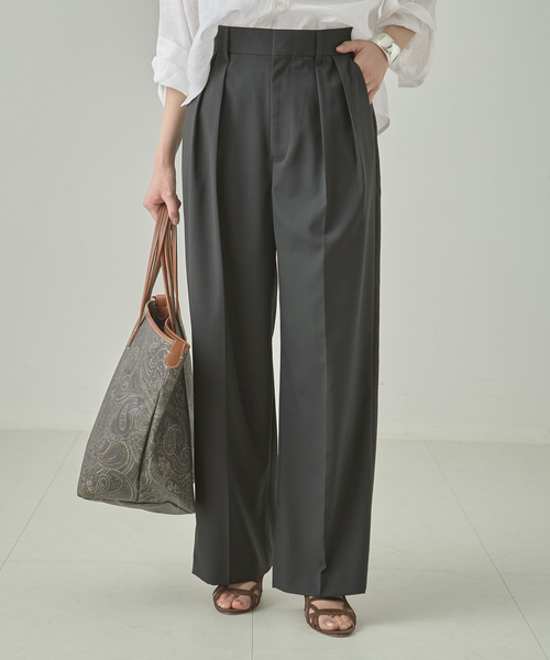 journal standard L'essage（ジャーナルスタンダードレサージュ）の「《セットアップ可》POPLIN ダブルタックパンツ（スラックス・レディース・ベージュ/チャコールグレー・38/36）」の15枚目の写真