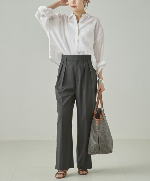 journal standard L'essage（ジャーナルスタンダードレサージュ）の「《セットアップ可》POPLIN ダブルタックパンツ（スラックス・レディース・ベージュ/チャコールグレー・38/36）」の18枚目の写真