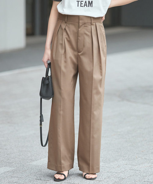 journal standard L'essage（ジャーナルスタンダードレサージュ）の「《セットアップ可》POPLIN ダブルタックパンツ（スラックス・レディース・ベージュ/チャコールグレー・38/36）」の20枚目の写真