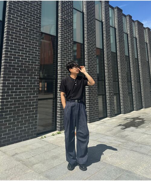 UMM(ウム)の「ヘンリーネックボタン ベーシック 半袖Tシャツ 3COLOR(Tシャツ/カットソー・メンズ・ブラック/ベージュ/ホワイト・LARGE/X-LARGE/2XL)」の4枚目の写真