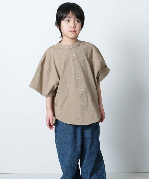 SHISKY(シスキー)の「マルチファンクション オーバーサイズ 半袖シャツ(シャツ/ブラウス・キッズ・ベージュ/チャコール/オフホワイト/カーキ/ブラック・110/120/130/140/150/160)」の13枚目の写真