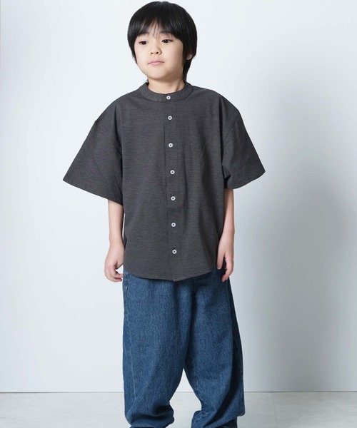 SHISKY(シスキー)の「マルチファンクション オーバーサイズ 半袖シャツ(シャツ/ブラウス・キッズ・ベージュ/チャコール/オフホワイト/カーキ/ブラック・110/120/130/140/150/160)」の15枚目の写真