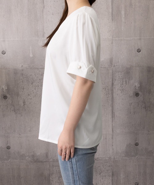 Miniministore（ミニミニストア）の「半袖シャツブラウスレディースVネック夏服（シャツ/ブラウス・レディース・ラベンダー/ホワイト・M/XL/L）」の20枚目の写真