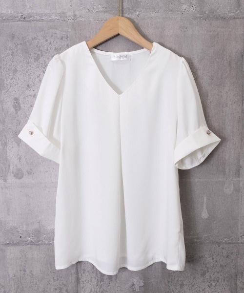 Miniministore（ミニミニストア）の「半袖シャツブラウスレディースVネック夏服（シャツ/ブラウス・レディース・ラベンダー/ホワイト・M/XL/L）」の22枚目の写真