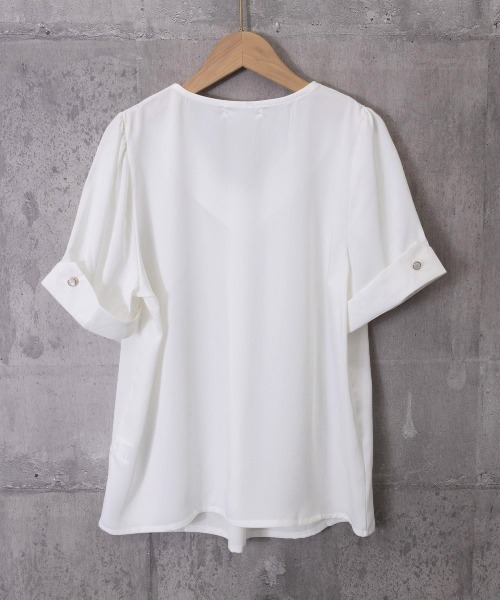 Miniministore（ミニミニストア）の「半袖シャツブラウスレディースVネック夏服（シャツ/ブラウス・レディース・ラベンダー/ホワイト・M/XL/L）」の3枚目の写真
