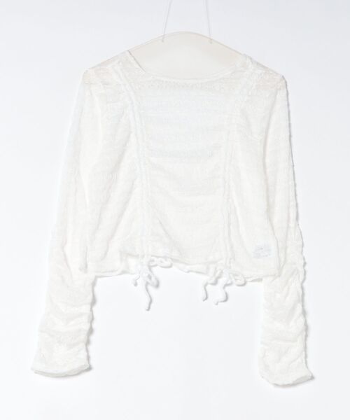 LAETITIA(レリッタ)の「LAETITIA/レリッタ ストレッチレースロングTシャツ 466401 UT(Tシャツ/カットソー・レディース・ホワイト/ブラック・M)」の1枚目の写真