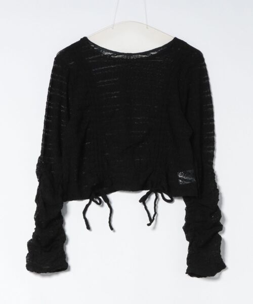 LAETITIA(レリッタ)の「LAETITIA/レリッタ ストレッチレースロングTシャツ 466401 UT(Tシャツ/カットソー・レディース・ホワイト/ブラック・M)」の2枚目の写真