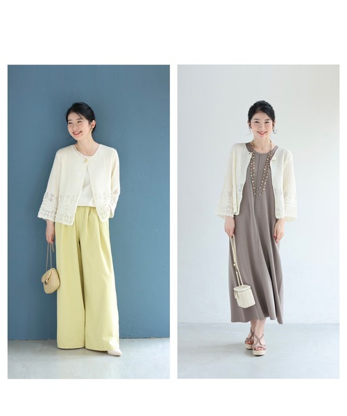 cawaii（カワイイ）の「さらりと涼やかな透かし編みニットカーディガン（カーディガン/ボレロ・レディース・ブラック/ホワイト・FREE）」の4枚目の写真