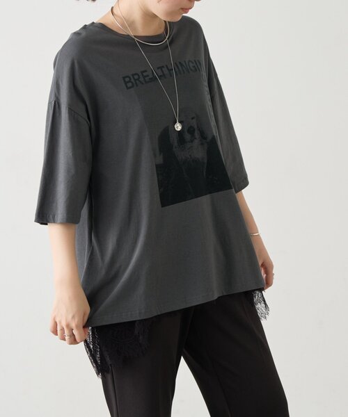 FRIPIER(フリピエ)の「ドッグプリントTee《FRIPIER》(Tシャツ/カットソー・レディース・グレー・FREE)」の3枚目の写真