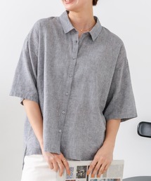 【C-FORTPOINT/フォートポイント】【涼しく着られて体型カバーも】綿麻ブラウス 天然素材 蒸れにくい さらさら 涼感 落ち感 高見え ニュアンスカラー