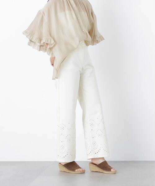 N.(N. Natural Beauty Basic)(エヌエヌナチュラルビューティーベーシック)の「エンブロイダリーツイルパンツ(その他パンツ・レディース・オフホワイト/ベージュ・P/S/MEDIUM)」の6枚目の写真