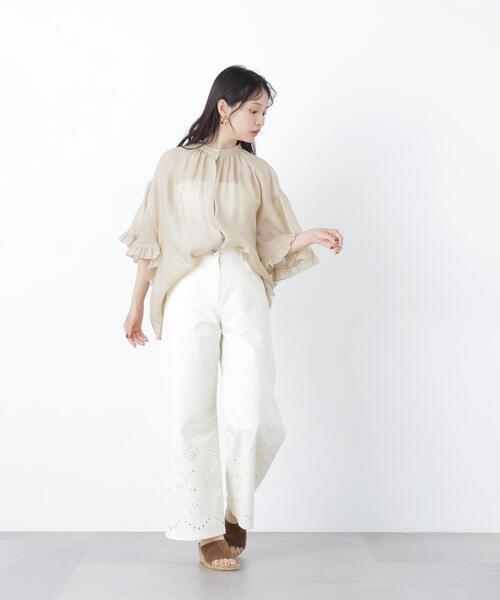 N.(N. Natural Beauty Basic)(エヌエヌナチュラルビューティーベーシック)の「エンブロイダリーツイルパンツ(その他パンツ・レディース・オフホワイト/ベージュ・P/S/MEDIUM)」の10枚目の写真