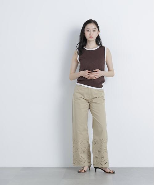 N.(N. Natural Beauty Basic)(エヌエヌナチュラルビューティーベーシック)の「エンブロイダリーツイルパンツ(その他パンツ・レディース・オフホワイト/ベージュ・P/S/MEDIUM)」の16枚目の写真