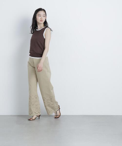 N.(N. Natural Beauty Basic)(エヌエヌナチュラルビューティーベーシック)の「エンブロイダリーツイルパンツ(その他パンツ・レディース・オフホワイト/ベージュ・P/S/MEDIUM)」の19枚目の写真