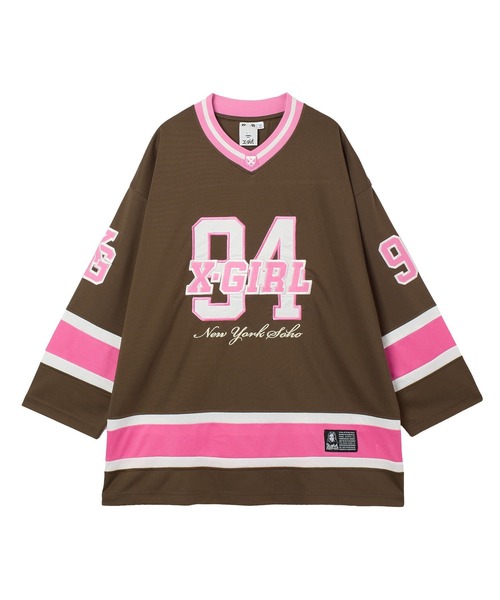 X-girl(エックスガール)の「HOCKEY SHIRT DRESS(ワンピース・レディース・ネイビー/ブラウン/ブラック・M/S)」の3枚目の写真
