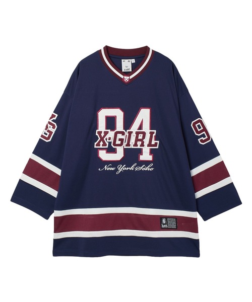 X-girl(エックスガール)の「HOCKEY SHIRT DRESS(ワンピース・レディース・ネイビー/ブラウン/ブラック・M/S)」の15枚目の写真