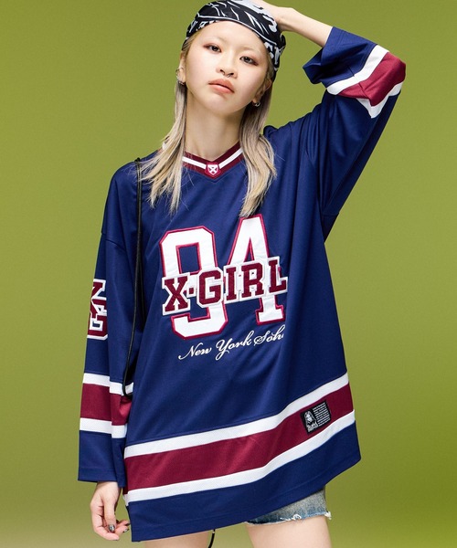 X-girl(エックスガール)の「HOCKEY SHIRT DRESS(ワンピース・レディース・ネイビー/ブラウン/ブラック・M/S)」の17枚目の写真