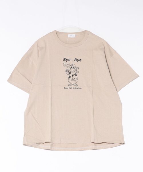 FOV(フォブ)の「FOV/フォブ Bye Bye Tシャツ(Tシャツ/カットソー・レディース・チャコールグレー/ホワイト/グレイッシュベージュ・F)」の3枚目の写真
