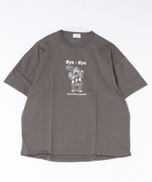FOV(フォブ)の「FOV/フォブ Bye Bye Tシャツ(Tシャツ/カットソー・レディース・チャコールグレー/ホワイト/グレイッシュベージュ・F)」の2枚目の写真