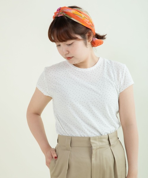 CHILD WOMAN(チャイルドウーマン)の「80/2天竺 DOTプリントフレンチスリーブプルオーバー(Tシャツ/カットソー・レディース・ホワイト・FREE)」の11枚目の写真