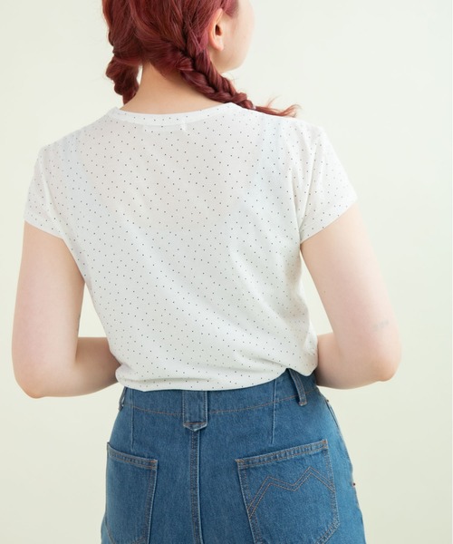 CHILD WOMAN(チャイルドウーマン)の「80/2天竺 DOTプリントフレンチスリーブプルオーバー(Tシャツ/カットソー・レディース・ホワイト・FREE)」の6枚目の写真