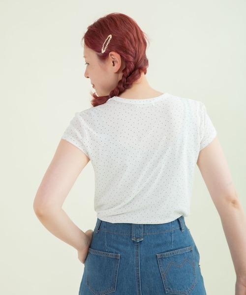 CHILD WOMAN(チャイルドウーマン)の「80/2天竺 DOTプリントフレンチスリーブプルオーバー(Tシャツ/カットソー・レディース・ホワイト・FREE)」の7枚目の写真