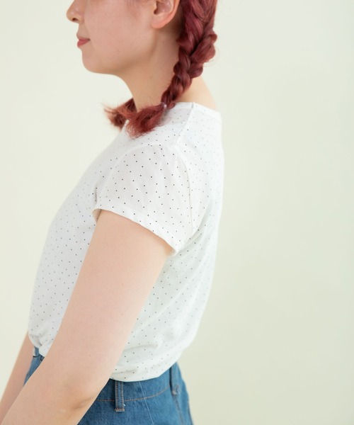 CHILD WOMAN(チャイルドウーマン)の「80/2天竺 DOTプリントフレンチスリーブプルオーバー(Tシャツ/カットソー・レディース・ホワイト・FREE)」の5枚目の写真