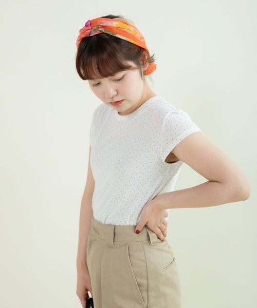 CHILD WOMAN(チャイルドウーマン)の「80/2天竺 DOTプリントフレンチスリーブプルオーバー(Tシャツ/カットソー・レディース・ホワイト・FREE)」の13枚目の写真