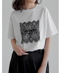 [UVカット][接触冷感]レース刺繍ロゴTシャツ