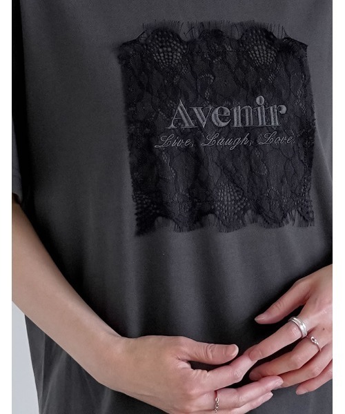 Re:EDIT（リエディ）の「[UVカット][接触冷感]レース刺繍ロゴTシャツ（Tシャツ/カットソー・レディース・ブラック/チャコールグレー/オフホワイト・FREE）」の16枚目の写真