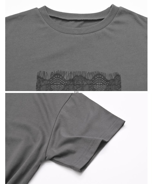 Re:EDIT（リエディ）の「[UVカット][接触冷感]レース刺繍ロゴTシャツ（Tシャツ/カットソー・レディース・ブラック/チャコールグレー/オフホワイト・FREE）」の18枚目の写真