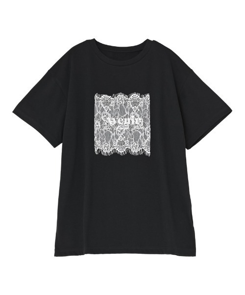 Re:EDIT（リエディ）の「[UVカット][接触冷感]レース刺繍ロゴTシャツ（Tシャツ/カットソー・レディース・ブラック/チャコールグレー/オフホワイト・FREE）」の21枚目の写真