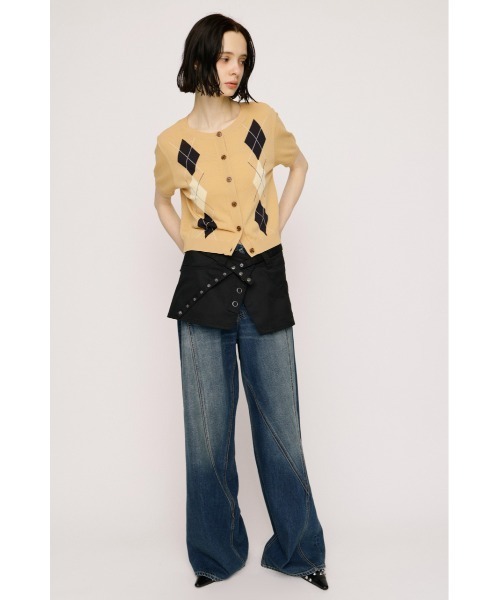 SLY（スライ）の「ARGYLE FRONT BUTTON KNIT TOPS アーガイルフロントボタンニットトップス 春服 夏服 サマーニット（ニット/セーター・レディース・オレンジ系その他/杢グレー・FREE）」の13枚目の写真