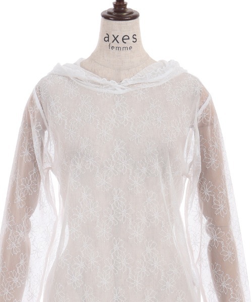 axes femme(アクシーズファム)の「フード付花チュールインナー(その他トップス・レディース・ブラック/ホワイト・FREE)」の12枚目の写真