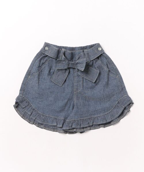 L.COPECK（エルコペック）の「麻レーヨンキュロット（デニムパンツ・キッズ・ネイビー/ブラック×ホワイト/ピンク/サックスブルー/ラベンダー・110cm/120cm/100cm/130cm/140cm）」の2枚目の写真