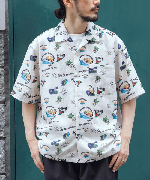 ITEMS URBANRESEARCH(アイテムズ アーバンリサーチ)の「アロハプリントオープンカラー半袖シャツ(シャツ/ブラウス・メンズ・グレー系その他/ベージュ/ブラウン・LARGE/MEDIUM)」の1枚目の写真