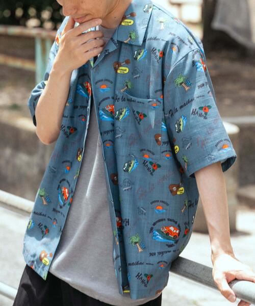 ITEMS URBANRESEARCH(アイテムズ アーバンリサーチ)の「アロハプリントオープンカラー半袖シャツ(シャツ/ブラウス・メンズ・グレー系その他/ベージュ/ブラウン・LARGE/MEDIUM)」の4枚目の写真