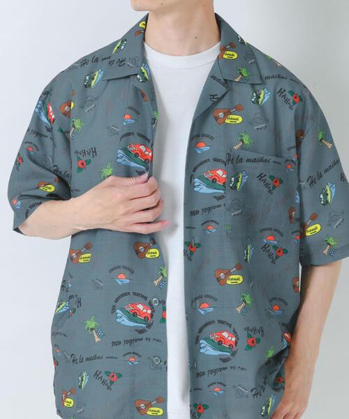 ITEMS URBANRESEARCH(アイテムズ アーバンリサーチ)の「アロハプリントオープンカラー半袖シャツ(シャツ/ブラウス・メンズ・グレー系その他/ベージュ/ブラウン・LARGE/MEDIUM)」の8枚目の写真