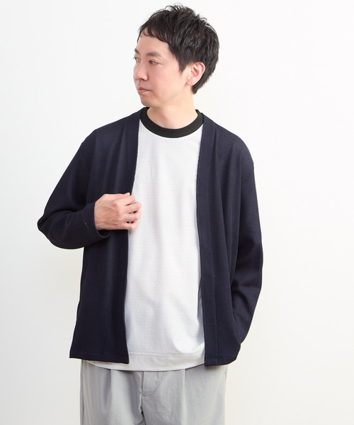 MEN'S MELROSE（メンズメルローズ）の「リランチェワッフルボタンレスカーディガン（カーディガン/ボレロ・メンズ・チャコールグレー/ネイビー/ライトグレー・2/3/4）」の3枚目の写真