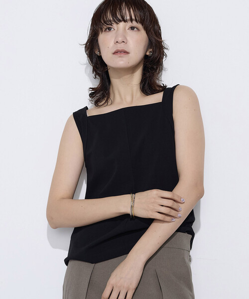 COMME CA(コムサ)の「〔 TALLサイズ 〕 ファインコットンフライス 2WAYインナー(タンクトップ・レディース・ブラック・15号)」の1枚目の写真