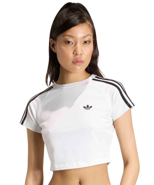 adidas(アディダス)の「adidas SST BABY TEE / アディダス SST ベビー Tシャツ(Tシャツ/カットソー・レディース・ホワイト・S/M/L)」の1枚目の写真