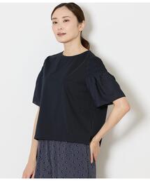 【接触冷感・吸水速乾】プレーティング天竺 袖シャーリングプルオーバー