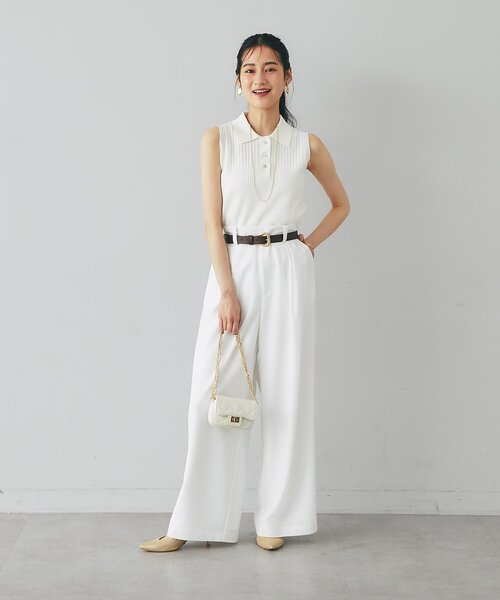 La boutique BonBon(ラブティックボンボン)の「【ヘルシー&フェミニン】変形リブポロ衿ノースリニット(ニット/セーター・レディース・ホワイト/サックスブルー/ピンク・FREE)」の17枚目の写真
